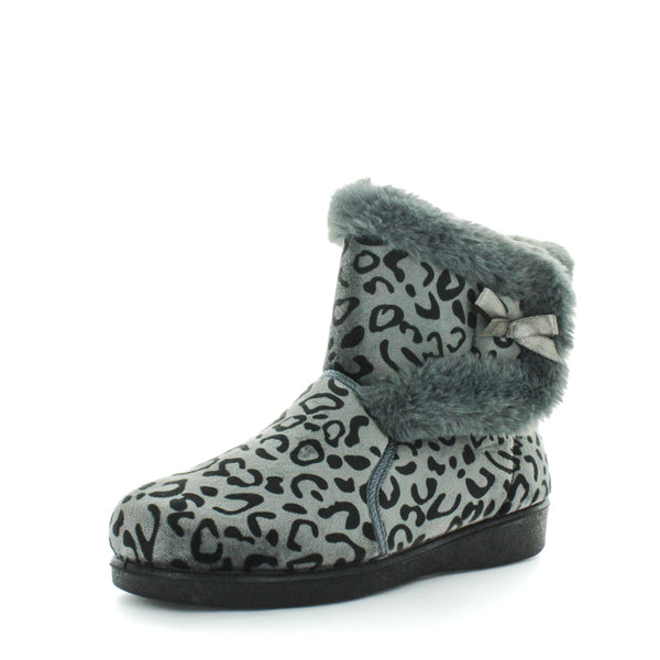 Panda Ellidy Women's Bootie Slippers - Grey Leopard (9005720436959)