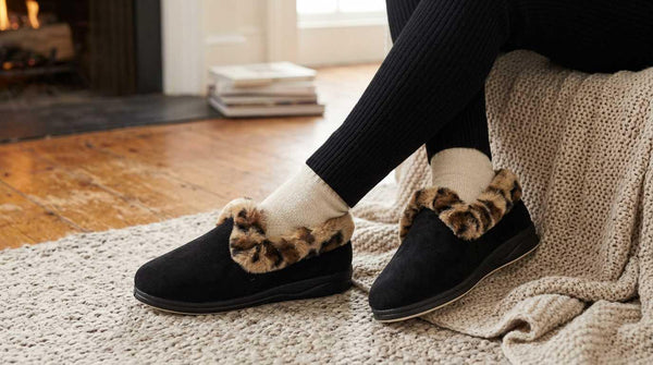 Panda Emille Women's Slippers - Black Leopard