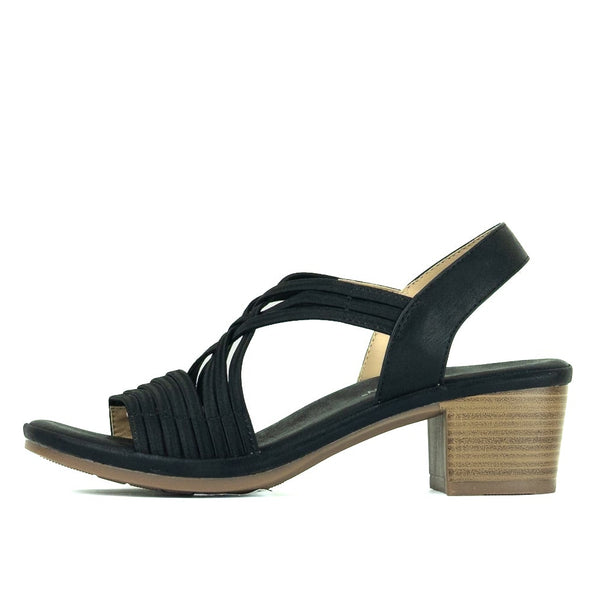 Aerocushion Malvina Women's Block Heel Sandals - Black Shimmer