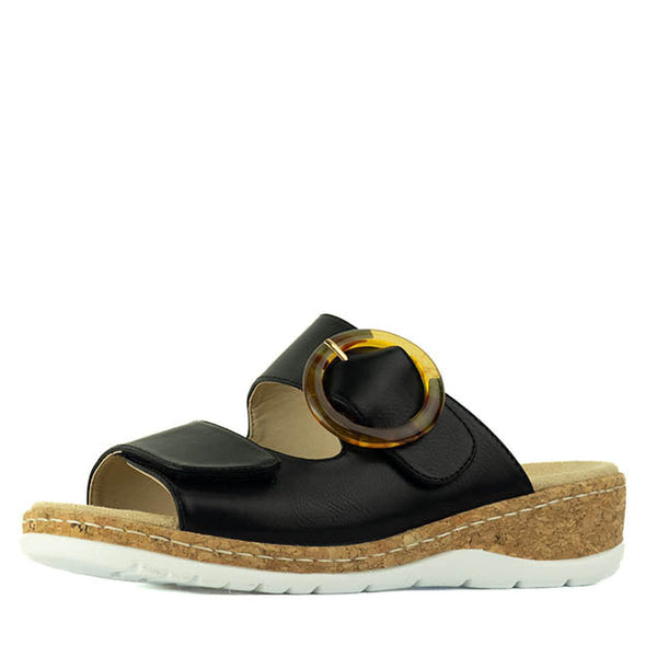 Aerocushion Millie Women's Double Adjustable Slide Sandals - Black