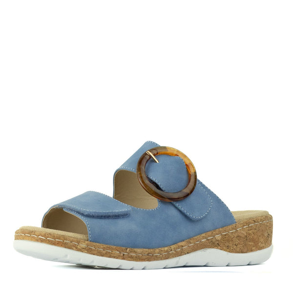 Aerocushion Millie Women's Double Adjustable Slide Sandals - Blue