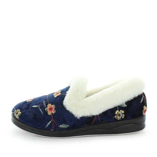 Panda Emille Women's Slippers - Blue Embroidery (9022141792479)