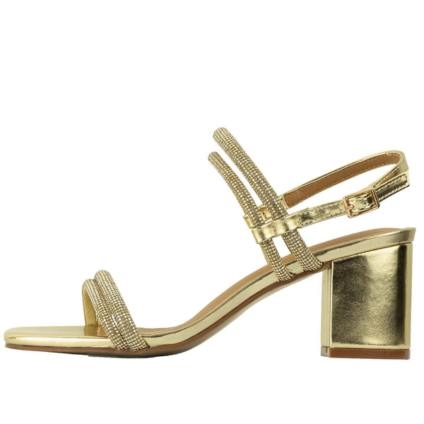 Wilde Salem Women's Glitter Block Heels - Gold