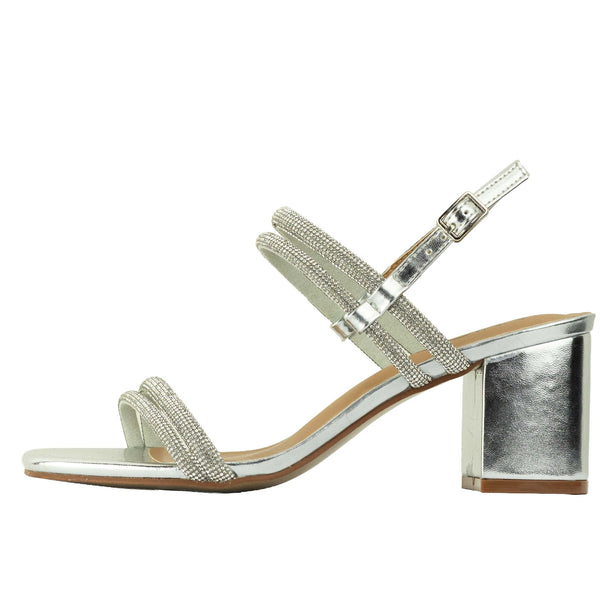 Wilde Salem Women's Glitter Block Heels - Silver