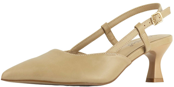Wilde Salt Women's Slingback Low Heels - Beige