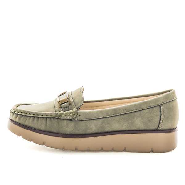 Wilde Sanvi Womens Slip Ons - Olive Brushed (9003585339615)