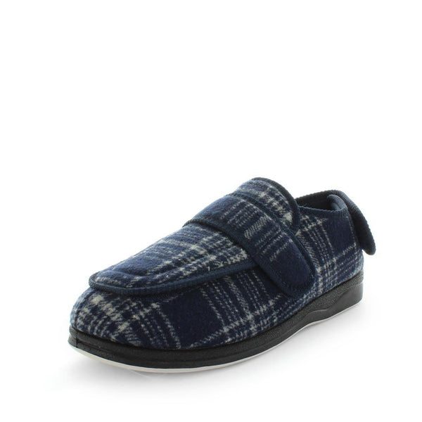 Panda Edison Men's Slippers - Navy Blue Check (9005719290079)