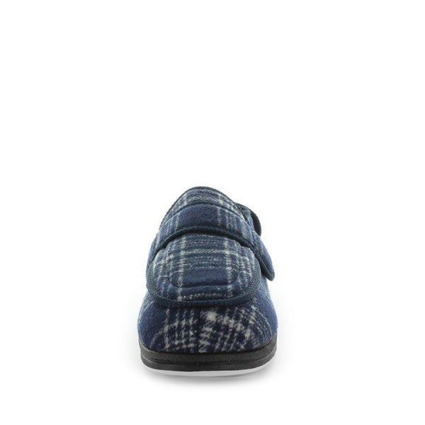 Panda Edison Men's Slippers - Navy Blue Check (9005719290079)