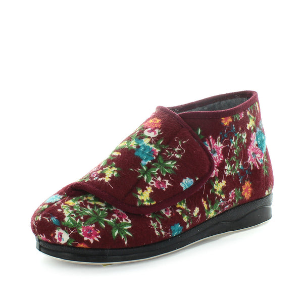 Panda Efran Women's Bootie Slippers - Burgundy Floral (9005720142047)