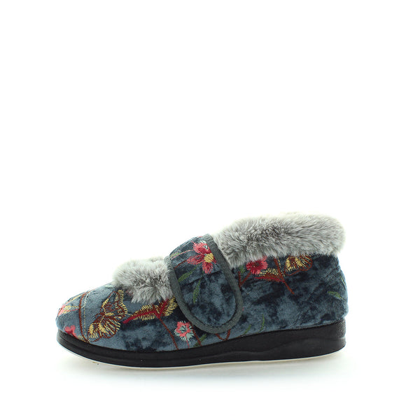 Panda Emee Women's Slippers - Grey Embroidery (9005719748831)