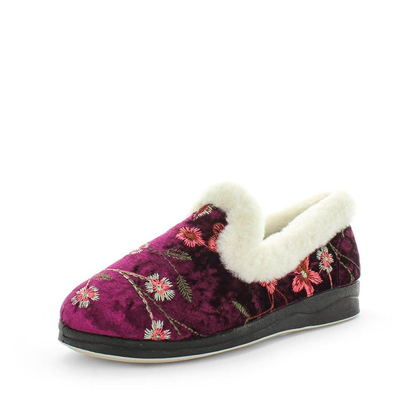 Panda Emille Women's Slippers - Burgundy Embroidery (9022141759711)