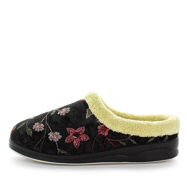Panda Endy Women's Slippers - Black Embroidery (9005719453919)