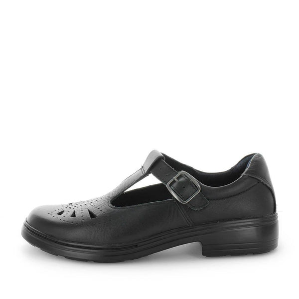 Wilde School Jesse Girls School Shoes - Black Smooth (8842579640543)