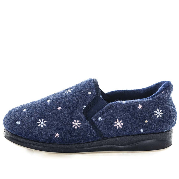 Panda Eleanor Women's STEPPINS Slippers - Navy Flower