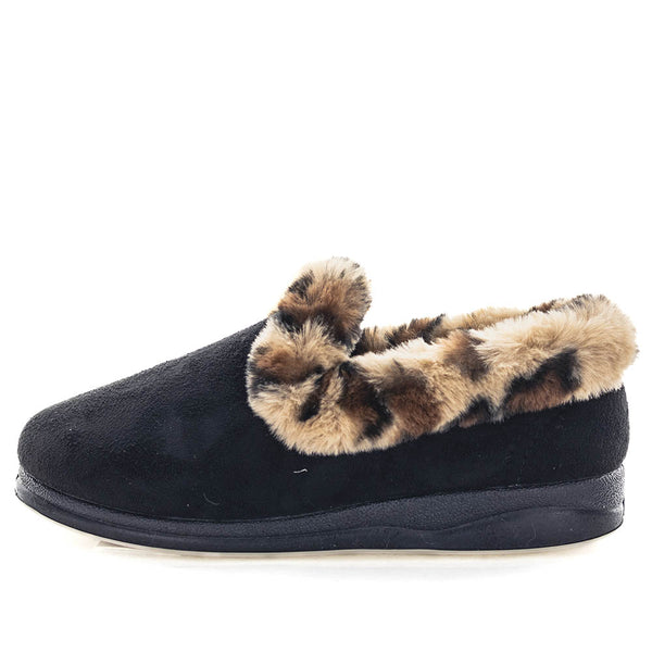 Panda Emille Women's Slippers - Black Leopard