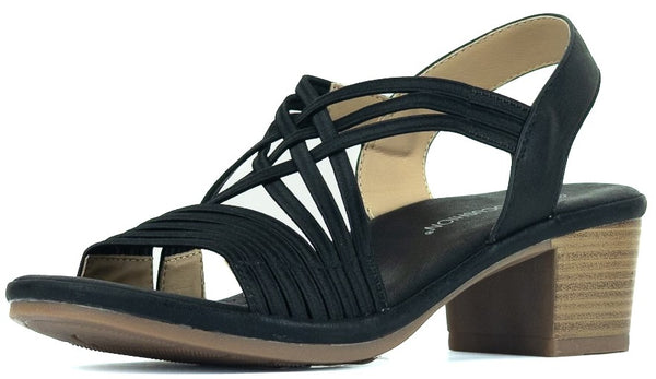 Aerocushion Malvina Women's Block Heel Sandals - Black Shimmer