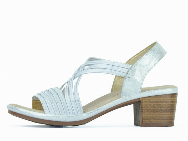 Aerocushion Malvina Women's Block Heel Sandals - Silver Shimmer