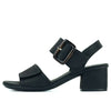 Aerocushion Mevie Women's Wide Fit Block Heel Sandals - Black Smooth