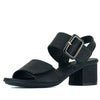 Aerocushion Mevie Women's Wide Fit Block Heel Sandals - Black Smooth