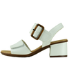 Aerocushion Mevie Women's Wide Fit Block Heel Sandals - White Smooth