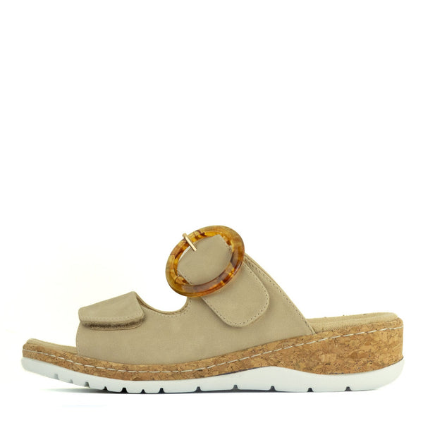 Aerocushion Millie Women's Double Adjustable Slide Sandals - Beige