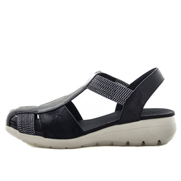 Aerocushion Mitza Womens Sandals - Black/Snake (9116101181663)