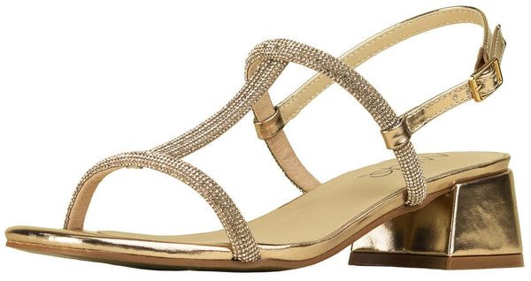Wilde Sahara Women's Glitter T-bar Block Heels - Rose Gold