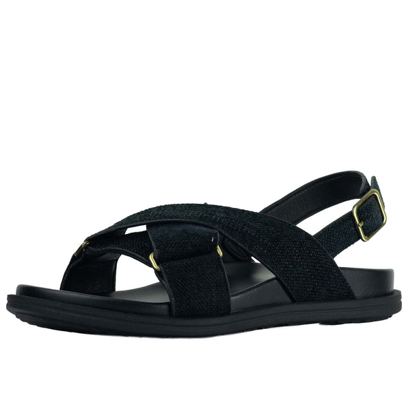 Wilde Sarah Women's Crossover Sandals - Black Linen