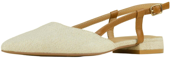 Wilde Seattle Women's Slingback Flats - Beige Linen