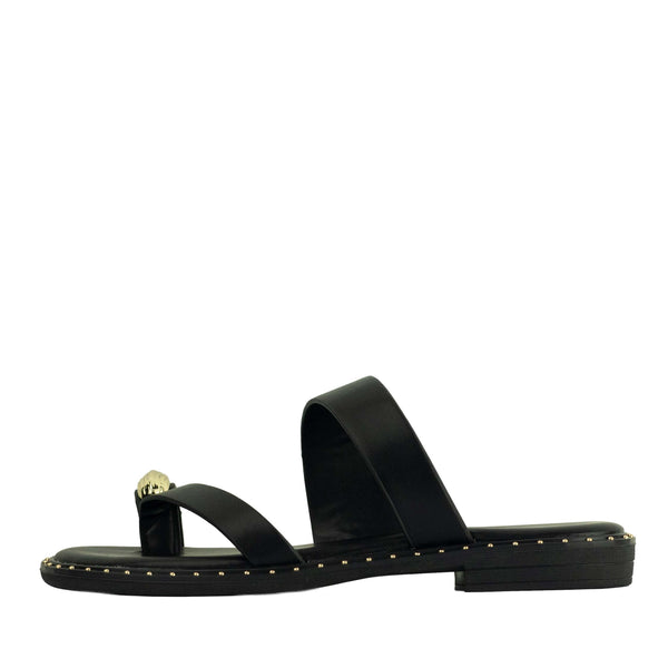 Wilde Shox Women's Wide Thongs Sandals - Black