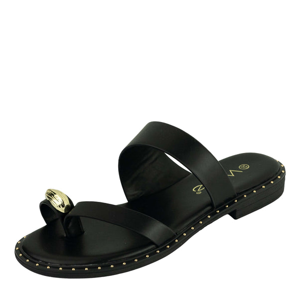 Wilde Shox Women's Wide Thongs Sandals - Black