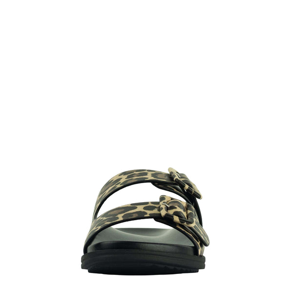 Wilde Summer Women's Double Buckle Slide Sandals - Leopard